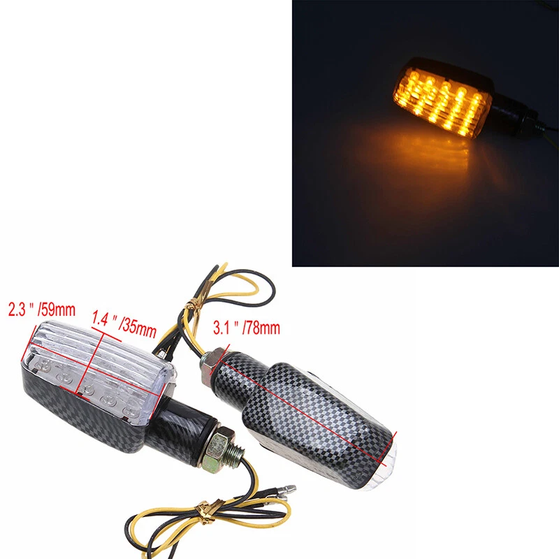 Luces LED de aspecto de carbono Lámpara ámbar 12V Ajuste universal Motocicleta Bicicleta Foto 3 de 4