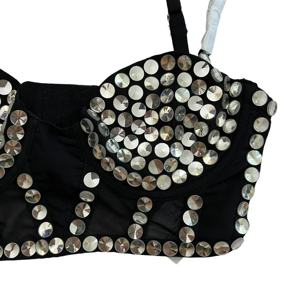 Sujetador Bustier For Love & Lemons Victorias Secret Jewel Cuentas Negro Talla XS NUEVO CON ETIQUETAS Foto 4 de 4