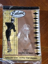 VINTAGE EXCLUSIVE GARTER STOCKINGS SEAMLESS NYLONS SHEER DUPONT NYLON 10-L 35