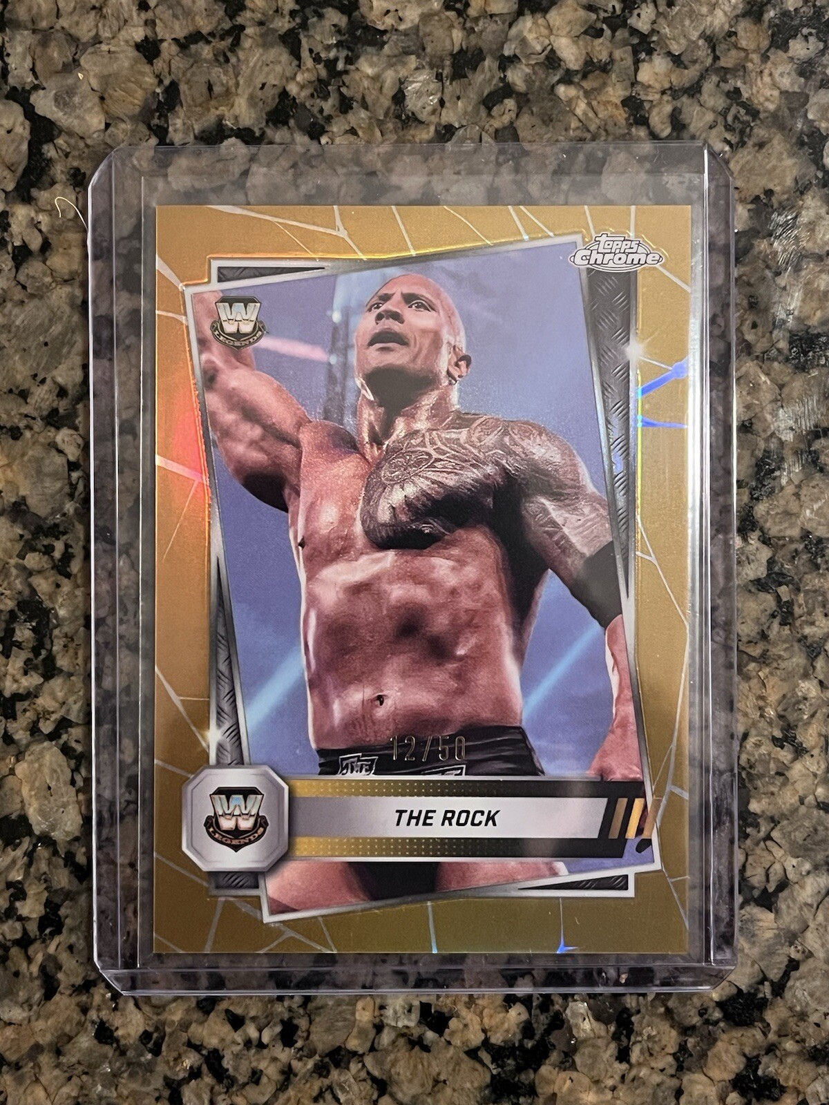 THE ROCK 2025 Topps Chrome WWE Gold Refractor  #12/50  #10 Legend
