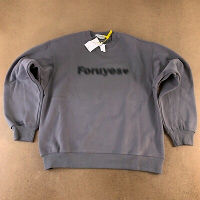 4uYes Adult Size Medium Gray For U Yes Blurred Graphic Crew