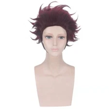 Anime Demon Slayer Kimetsu no Yaiba Kamado Tanjirou Cosplay Wigs Mens Party Hair