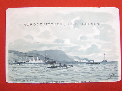 Norddeutscher Lloyd Oberteil Speisekarte Dampfer Schleswig 16. Juni 1905