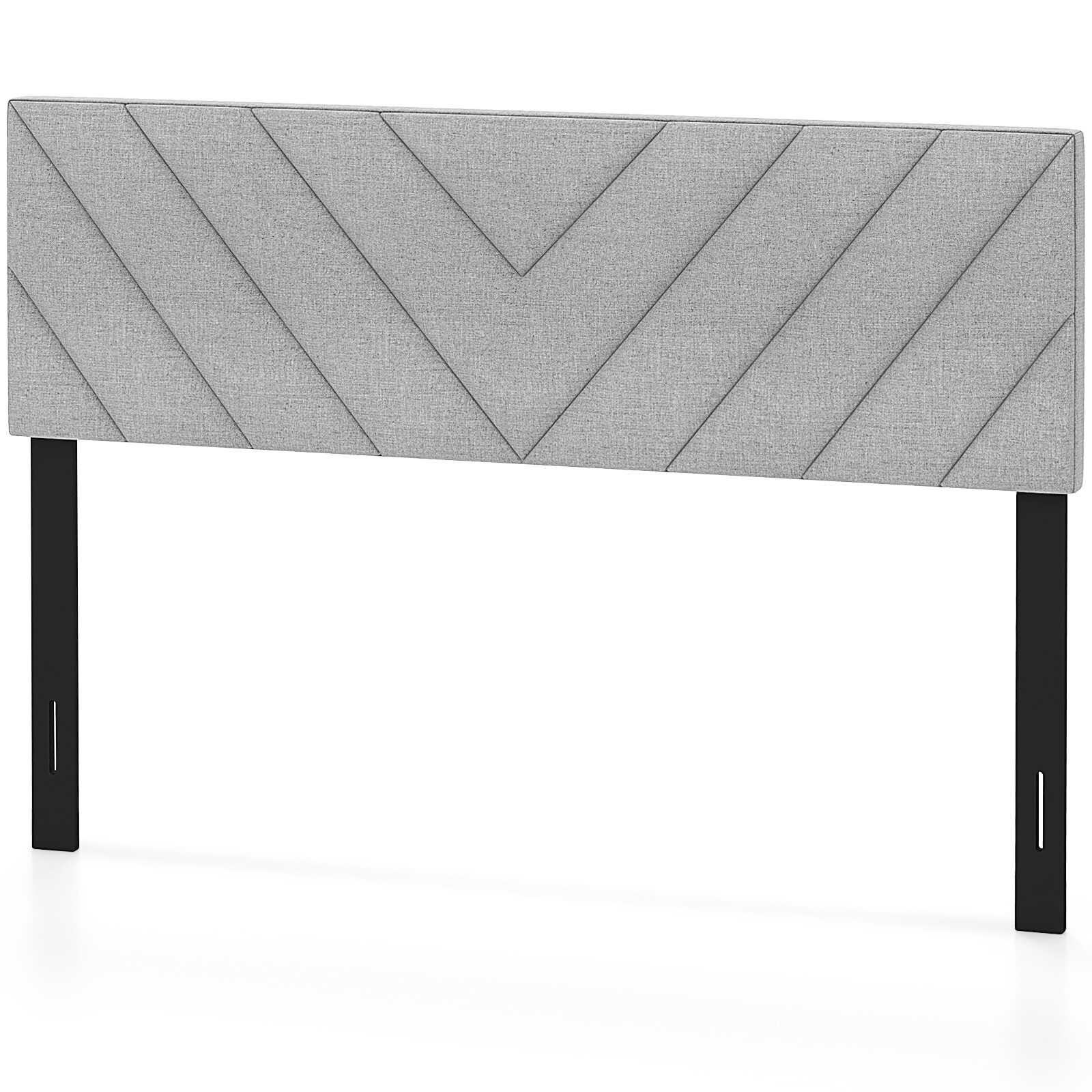 Upholstered Headboard Rectangular Headboard Linen Fabric w/ Solid Wood Legs-image