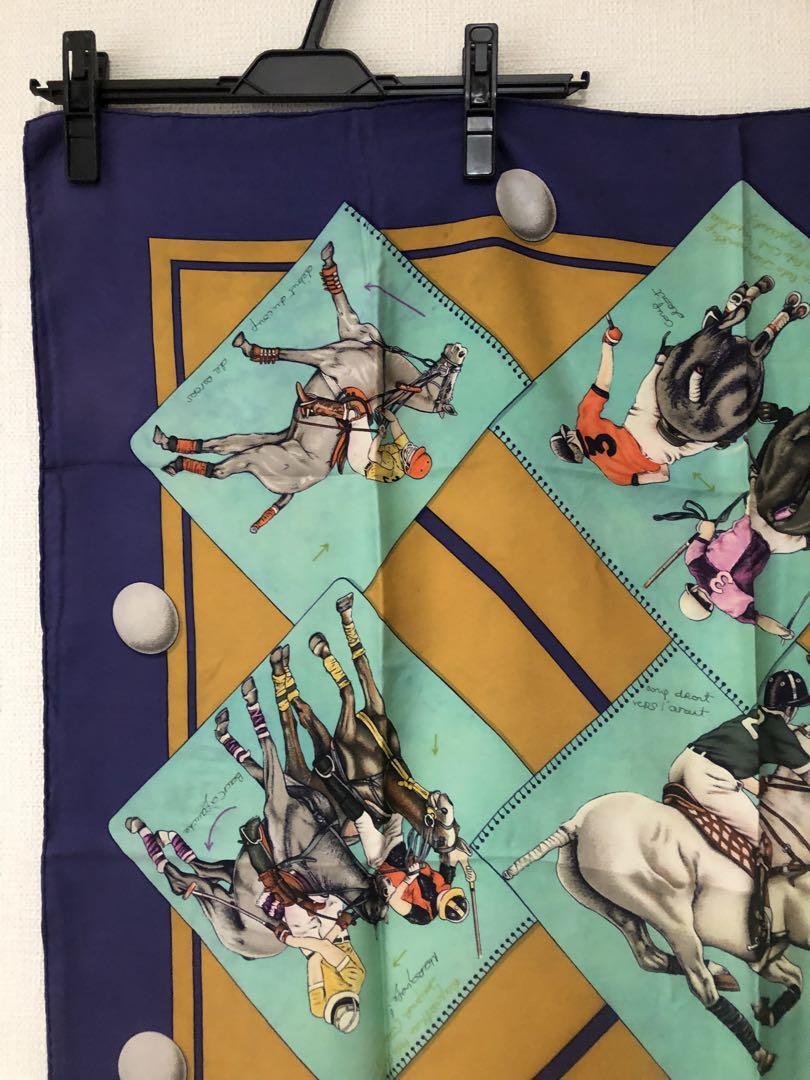 HERMES Scarf Authentic Cloth Fashion Horse and jockey illustration