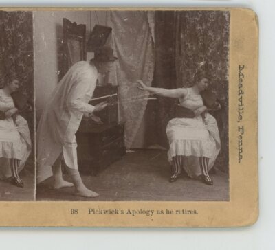 Pickwick Apology as he Retires Life Genre Keystone Stereoview