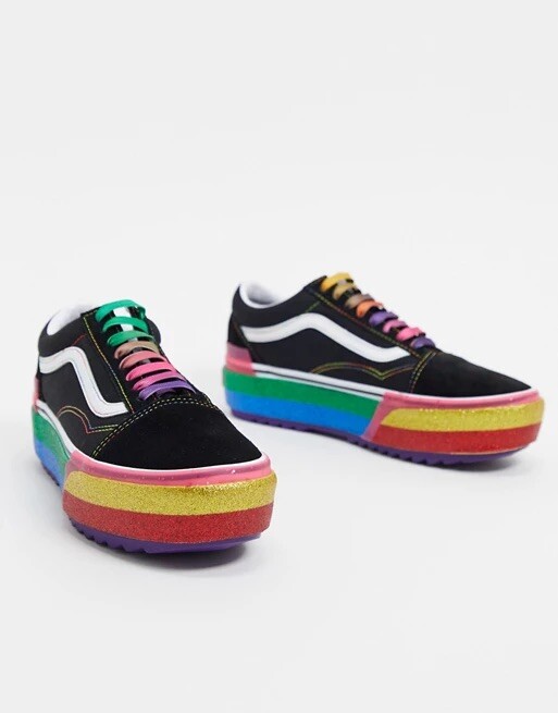 Skool Rainbow Sneakers Rainbow Vans Platform Vans Sneakers Vans