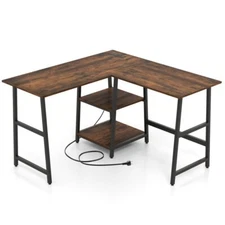 Home Office Desk Writing Table Computer Desk L-Shaped Corner w/Storage Shelves