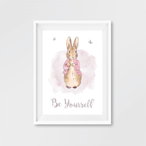 Pink Peter Rabbit Girls Nursery Wall Art Prints Childrens Bedroom Pictures Decor - Picture 5 of 6