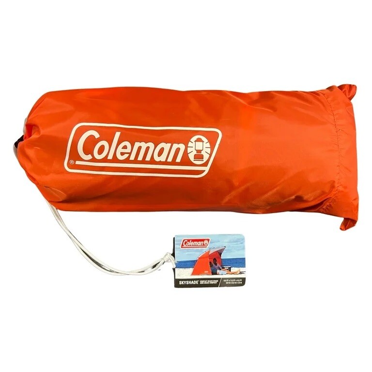 Coleman Skyshade Compact Beach Shade Orange UPF 50+ 6.8ft x 7.5ft