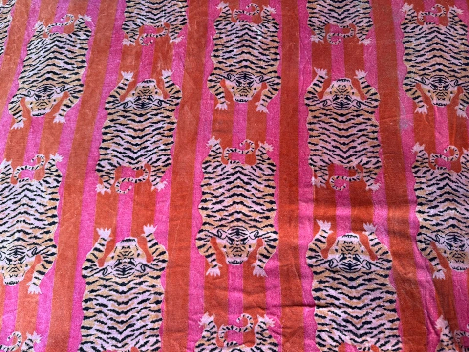 Hand Block Print Crushed Soft Velvet Fabric Indian Dress Sewing Upholstery Tiger - Image 4 of 4
