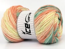 4-Skein Lot Ice Yarns Magic Light Yarn Acrylic 4/100g/360m Salmon Cream Green