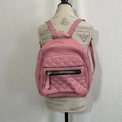 designer mini backpack ebay Quilted Pink Faux Leather Mini Backpack With Gold Zipper & Charm