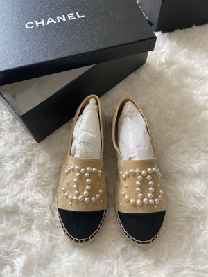 CHANEL camoscio \u0026 Espadrillas Pearl 35 | eBay