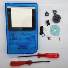 GBP Nintendo Game Boy Pocket Housing Shell GLASS Screen Lens Clear Blue USA 