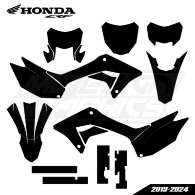 Graphics template HONDA CRF 250F 2019-2024  vector AI. PDF. (escala 1:1)
