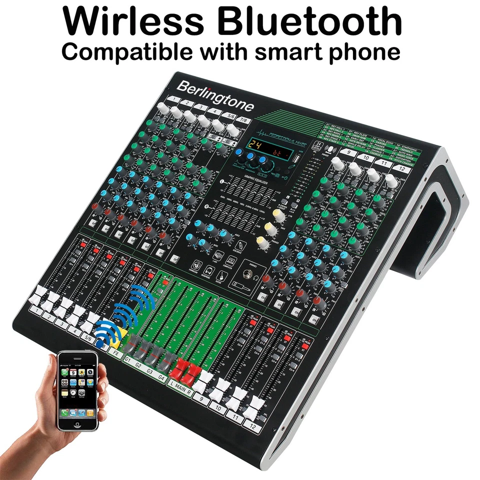 Berlingtone BR-212MX,12-Channel Professional Bluetooth Audio Mixer, 24 DSP EFX - Image 2 of 4