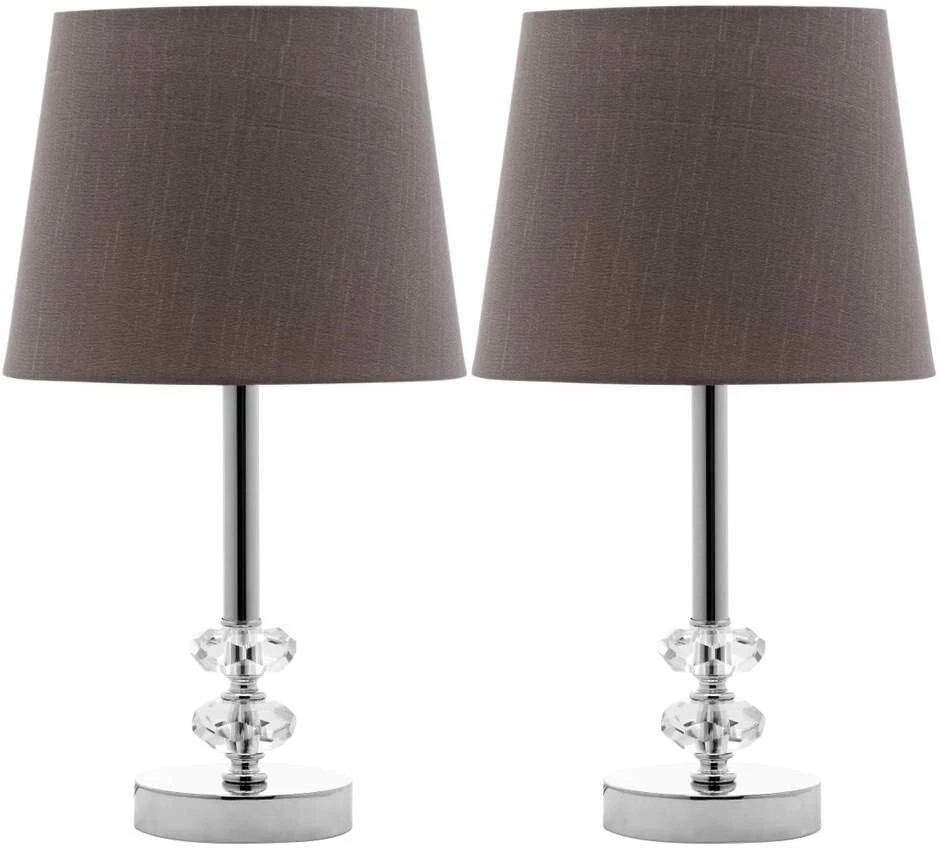 Juego de 2 Lámparas de Mesa LED de Cristal de 16 Pulgadas con Tonos Gris Claro para Salones Foto 3 de 4