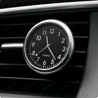 Mini Black Car Dashboard Clock Stick-On Watch Accessories For Auto Truck Vehicle