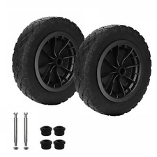 Image of UK PU 14" BLACK Puncture Proof Solid 3.50-8 wheelbarrow wheel COMPLETE NEW