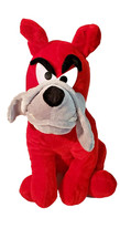 Ideal Toys Red Bull Dog 11" Rare Velvet Fabric Has Triangular Eyes Mad Retro