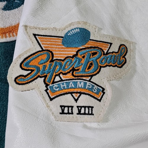 Miami Dolphins Vintage 90s DeLong Varsity Jacket - Super Bowl VII VIII Champions - Picture 5 of 9