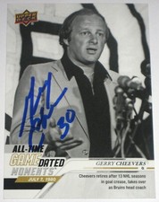 GERRY CHEEVERS SIGNED 19-20 UPPER DECK GAME DATED MOMENTS BRUINS CARD AUTOGRAPH!