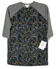 New LuLaRoe Sloan Shirt Sz 14 Reglan Sleeve Multicolor Floral Girls LL10i