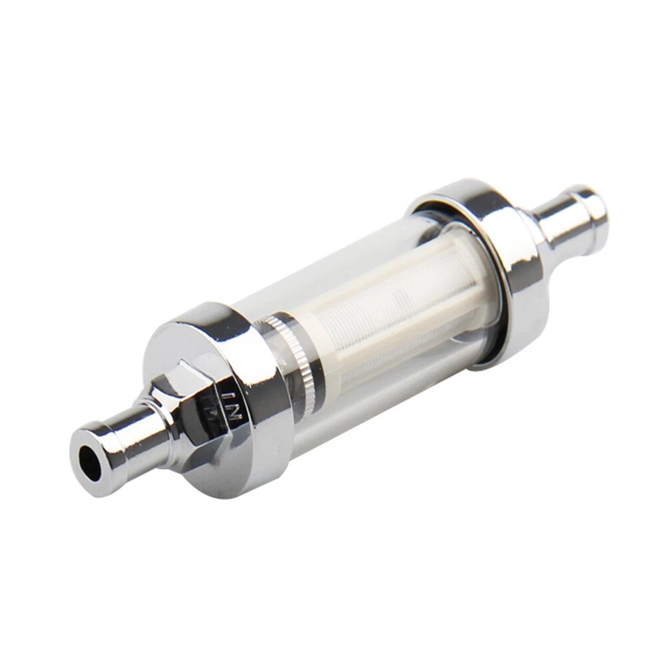 Chrome Glass Clearview Fuel Filter Car Gas 3/8" In/Out For Chevy Ford Hot Dog US - Image 3 of 4