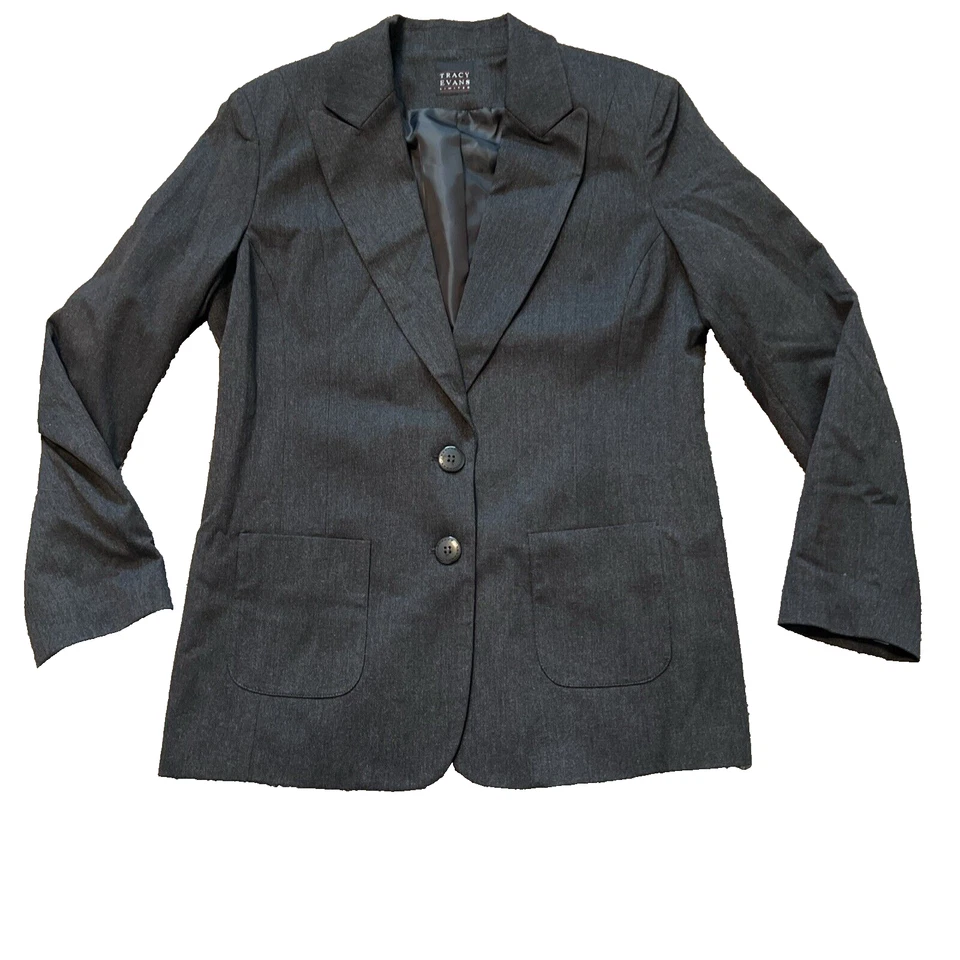 Chaqueta Blazer Tracy Evans Carbón 2 Botones Bolsillos Forrada Elastizada Carrera Foto 2 de 4