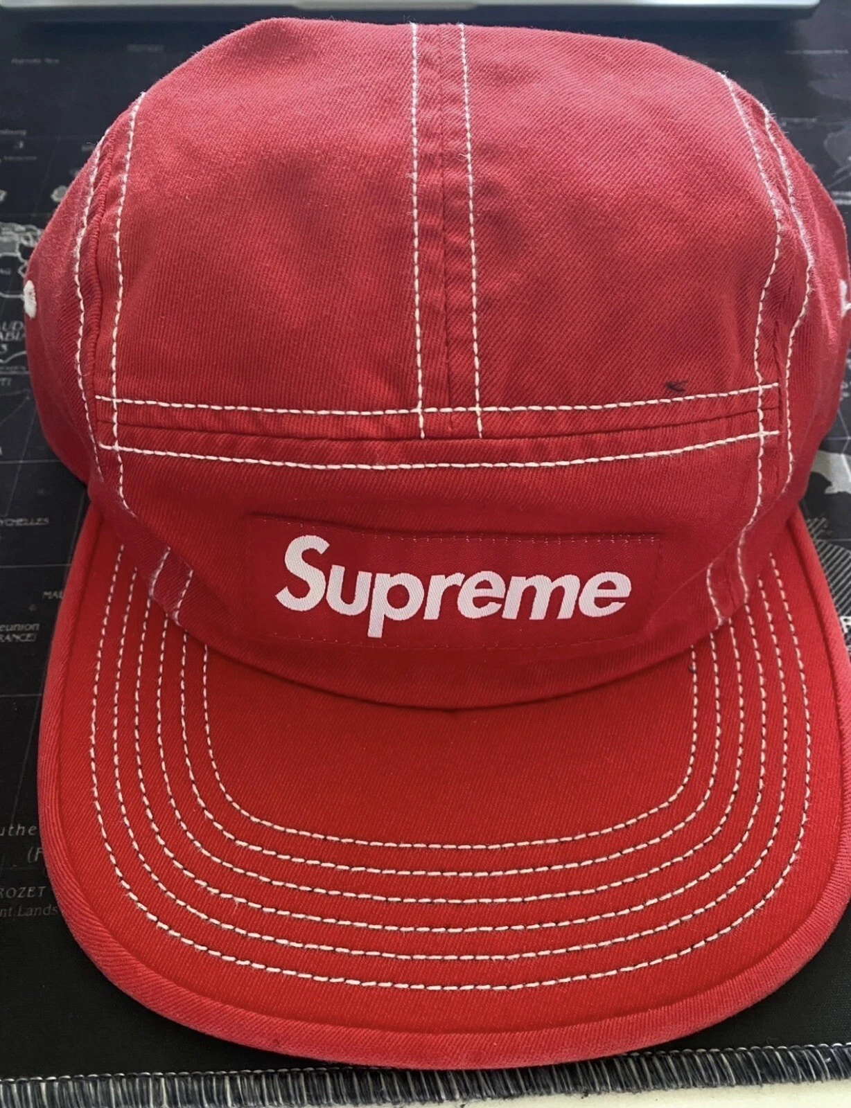 Casquette de camp Supreme Contrast Stitch « Rouge » NEUVE !
