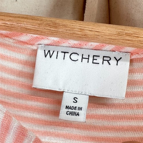 Witchery Top Women Small Pink & White Striped Sleeveless Relaxed Fit Viscose - Picture 6 of 9