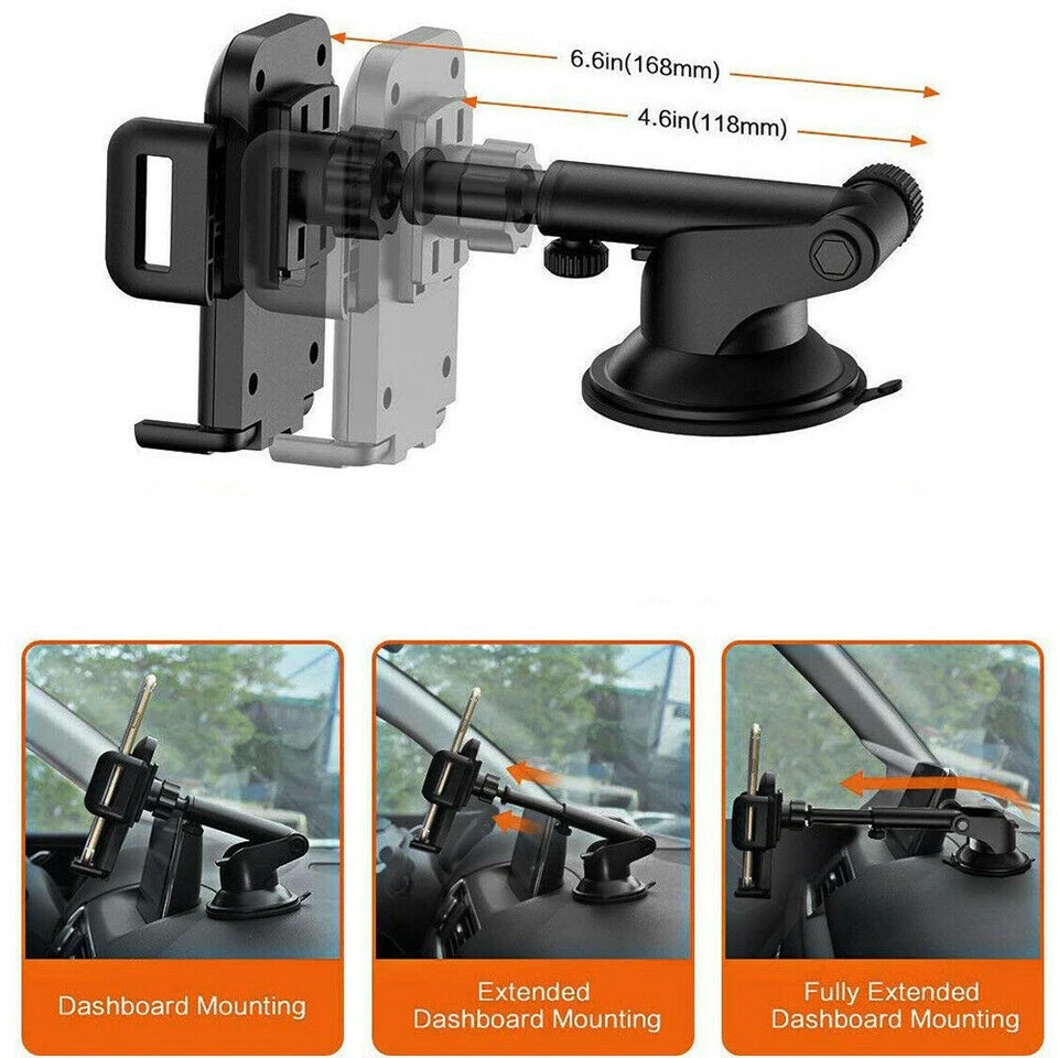 360° Car Windshield Dashboard Phone Mount Holder Stand For iPhone Samsung GPS - Image 3 of 4