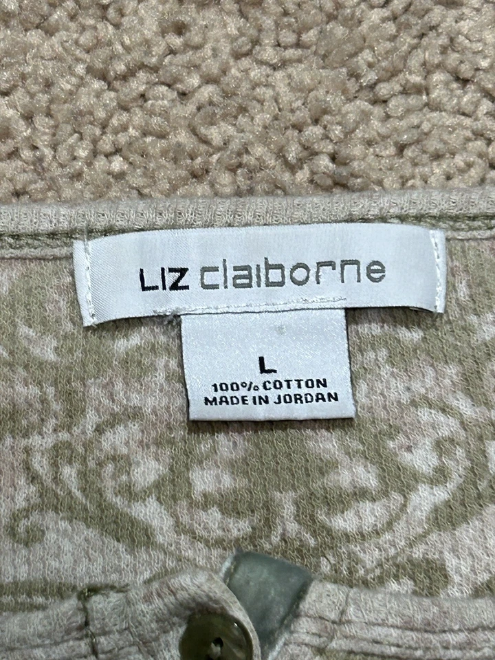 Camisa Liz Claiborne Mujer Talla Grande Estampado Multicolor Henley Clásica Informal Foto 2 de 4