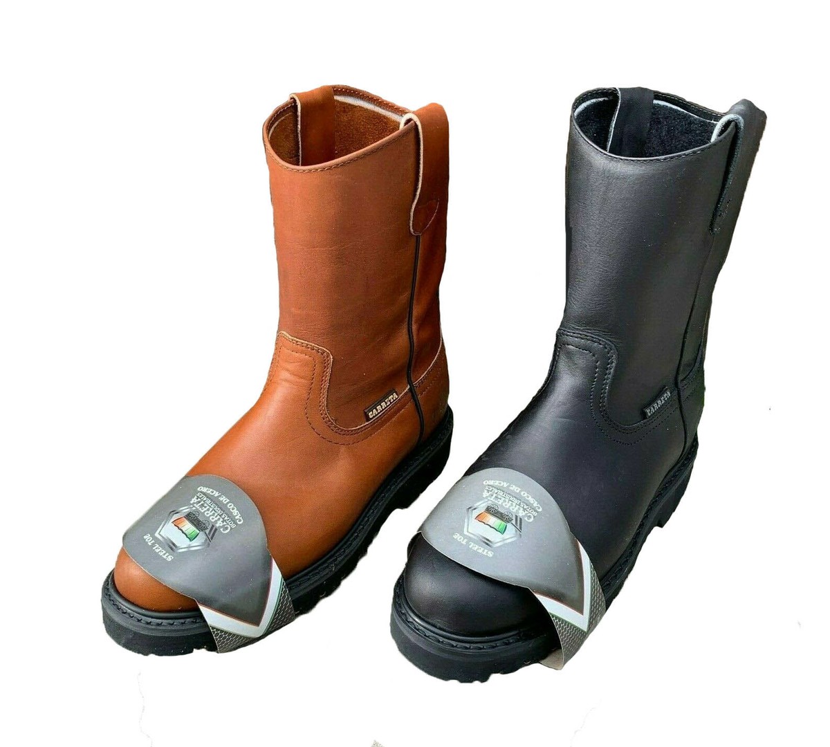 Bota de Construccion Con Casquillo Men's STEEL TOE Work Pull On Leather  BOOTS