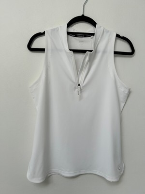 M&S MARKS & SPENCER Good Move White Sleeveless Zip Neck Top UK12