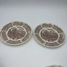 Alfred Meakin Fair Winds U.S.S CONSTITUTION ENGAGING CHINES JUNKS 7” Set Of 2