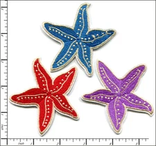30 Pcs Embroidered Iron on patches 3 Color Mixed Starfish 3.0"x3.0" AP013hB