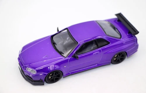 1/43 Alu Diecast Auto Modell Nissan GT-R R34 Sportwagen lila - Bild 9 von 10
