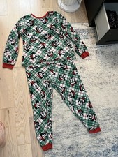 Disney Mickey Mouse Green Plaid Pajama Set