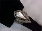 VINTAGE MOTHER OF PEARL MARCASITE RING 925 SILVER SIZE 9