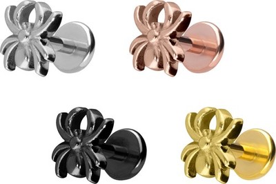 PIERCINGLINE  Piercing Stecker Titan Labret mit Push Fit SPINNE