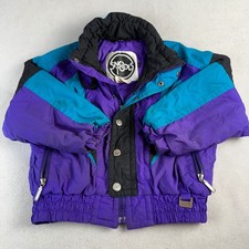 Vintage Sno Tools Purple Teal Colorblock Ski Jacket Mens Size 10 Retro 90s