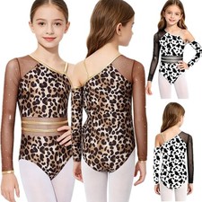 US Girl's Caveman Leotard Leopard Print Tribal Unitard Gymnastics Ballet Dance