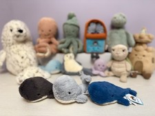 Jellycat Retired  Wavelly Whale Bundle - Grey, Blue, Inky - Brand New, Genuine