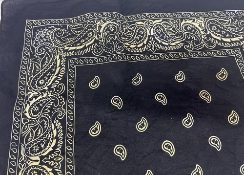 VTG 1970s Bandana Black 100% Cotton Made In KOREA 20”X20” - Afbeelding 2 van 10