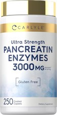 Pancreatin Digestive Enzymes  3000mg  250 Caplets  Non-GMO  by Carlyle