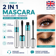 Image of 2 In 1 Waterproof Mascara Silk Fiber Thick Lengthening Curling Black Eyelashes