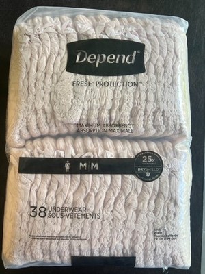 Depend Fresh Protection Underwear Women MEDIUM Maximum Protect 38 Total *SEALED*