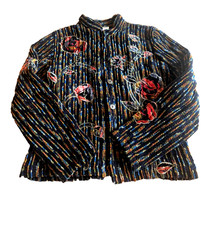 VTG Jacket Blazer Women S Flowers Embroidery Granny Cottage Multi Color